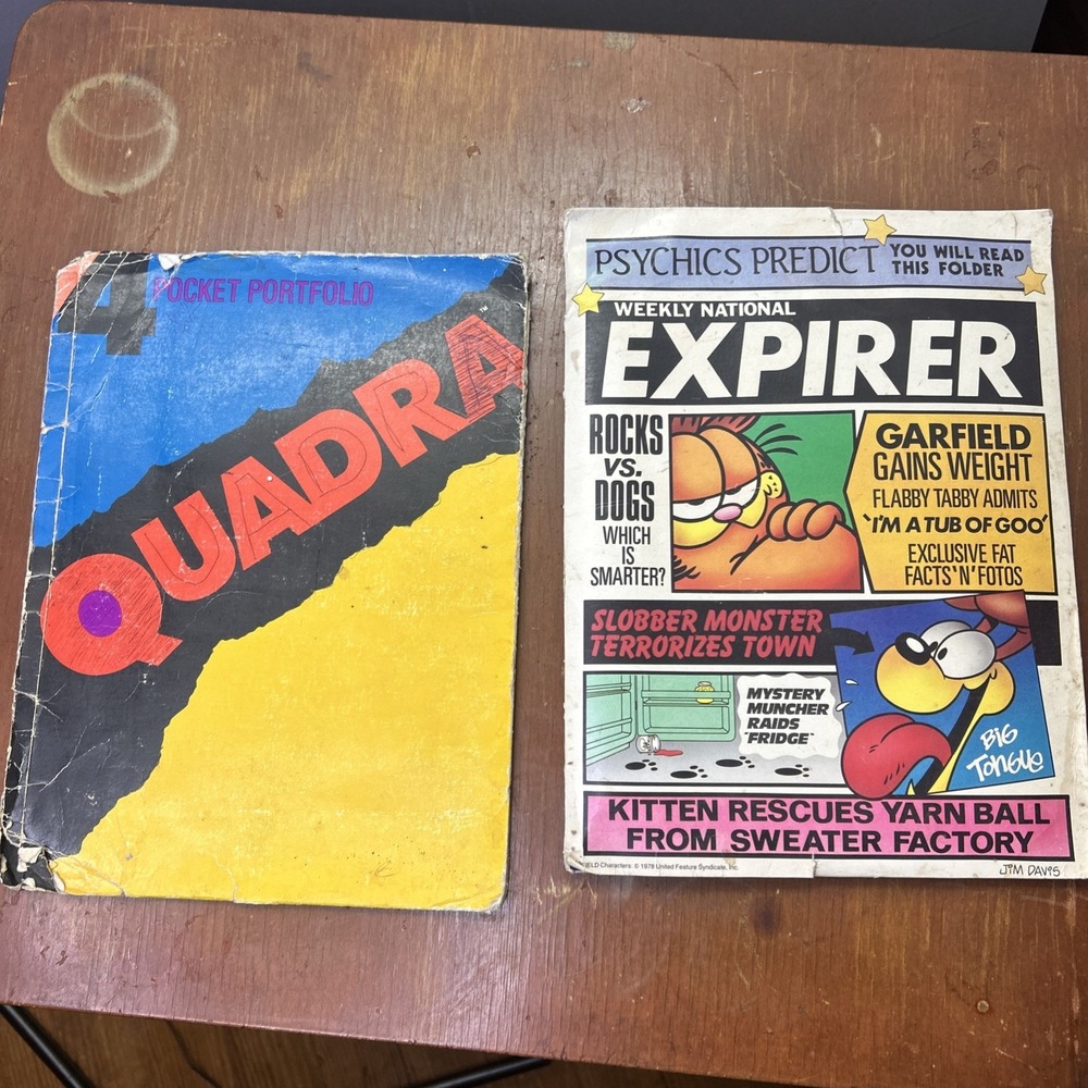 2 Vintage Mead Folders 1978 Garfield 1988 Quadra Portfolio